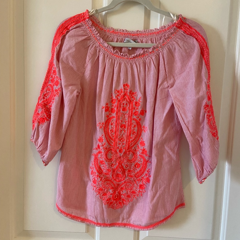 Christophe Sauvat Cai Cai Embroidery Top Size Small Pink $190